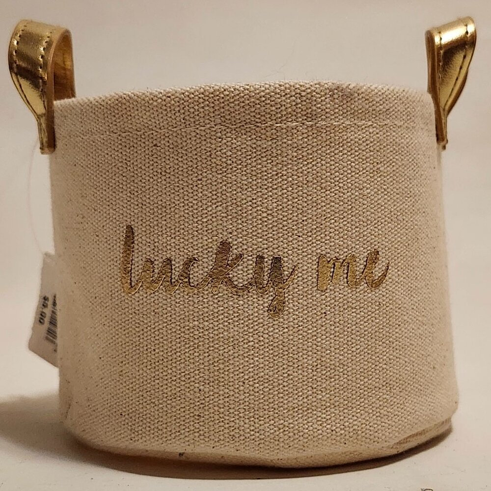 Retro Bath and Body Works lucky me Gift Bag RARE Candle Holder Gold Handles
